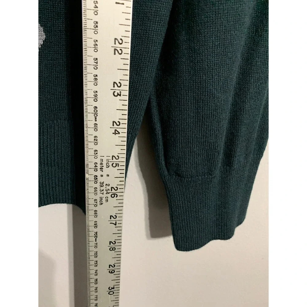 Banana Republic Extra Fine Merino Wool‎ Argyle V Neck Sweater Mens Medium